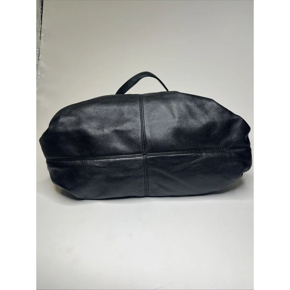 Michael Kors Portland Pebbled Black Leather Satchel Purse Gold Zipper Handbag